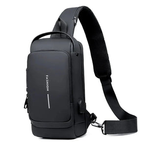 Multifunction Patent Chest Bag Men Waterproof Men Crossbody Bag Anti-theft Travel Bag Male USB Charging Chest Bag Pack