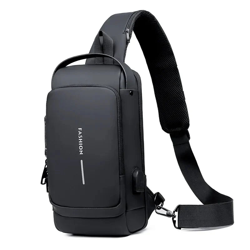 Multifunction Patent Chest Bag Men Waterproof Men Crossbody Bag Anti-theft Travel Bag Male USB Charging Chest Bag Pack